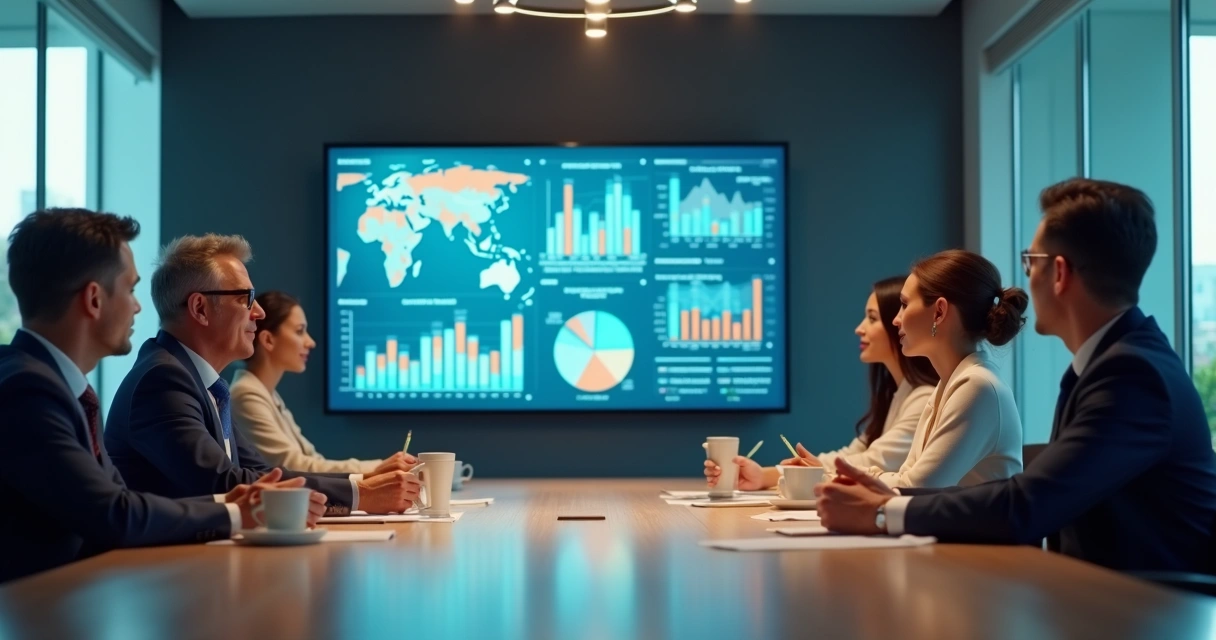 Painel de dados de pessoas sendo discutido por líderes